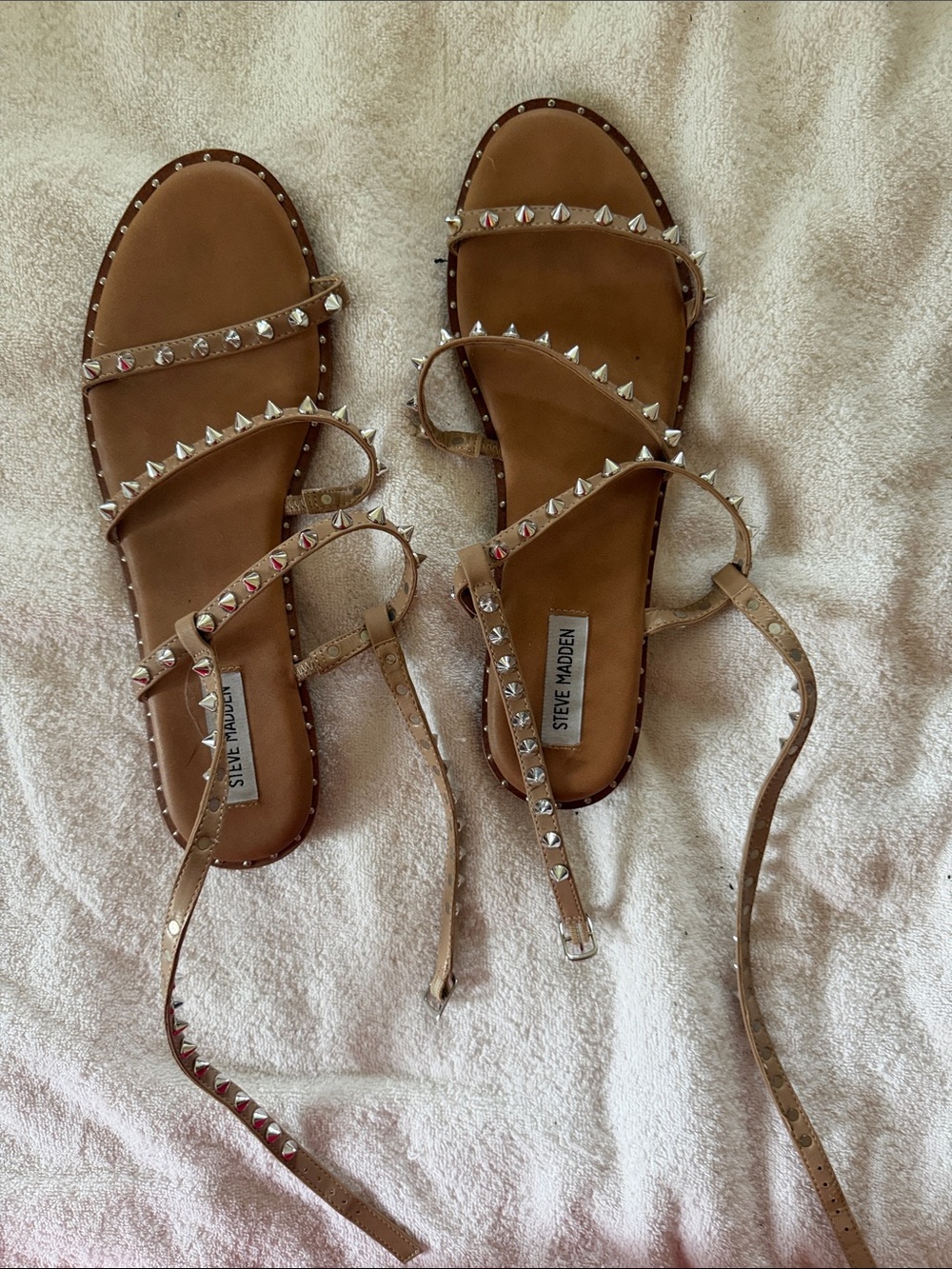 Steve Madden Nude/Tan Pyramid Stud Gladiator Sandals